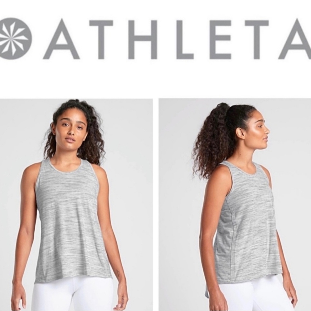 ATHLETA Essence tie back tank  Large Heather Gray Size Large